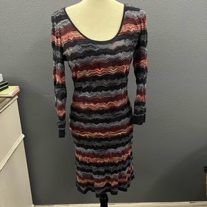 Guess Long Sleeve Woven Multicolor Dress Sz XL